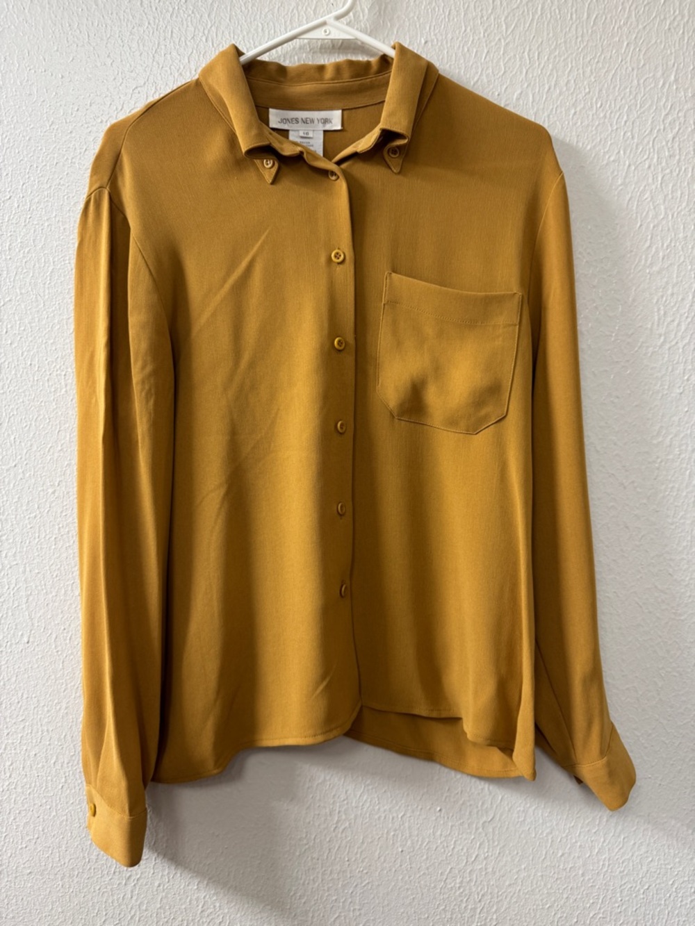 Jones New York Tan Mustard Button-Down Top